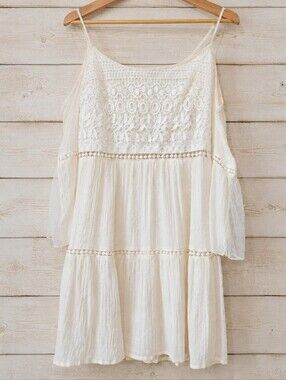 Vivid Importers Boho Lace Cold-Shoulder Summer Dress Size S